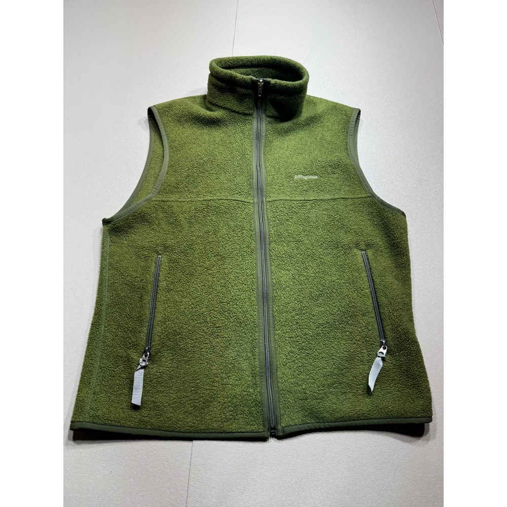 Patagonia Synchilla Fleece Vest Mens Medium Olive Green Full Zip 25182FA